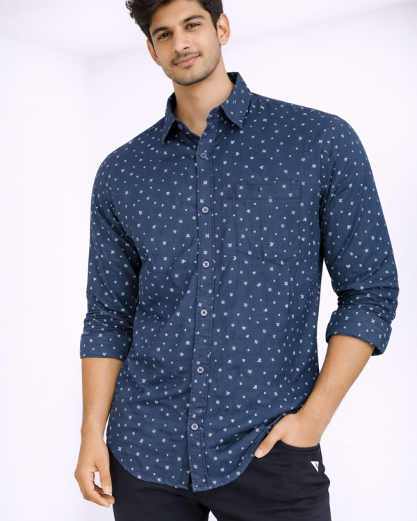 Premium quality linen cotton printed shirt